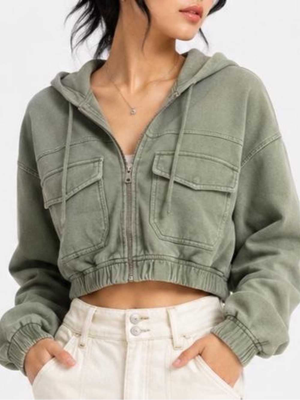 Ashley Vintage Charm Cropped Cargo Hoodie